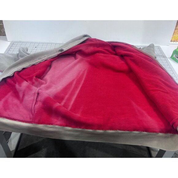 Vintage IM Sports Beige Hoodie Red Waffle Lining Men's L Chore Jacket Barn Find - Picture 6 of 12